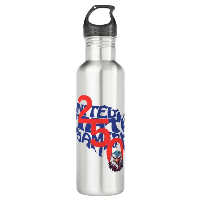 United States | USA | America 250 Map and Eagle 710 Ml Water Bottle (Front)