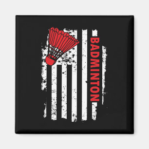 United States Usa Flag Badminton Player Magnet