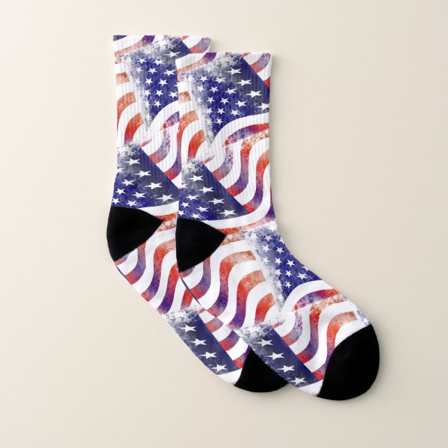 United States USA Flag Stars and Stripe Pattern Socks (Pair)