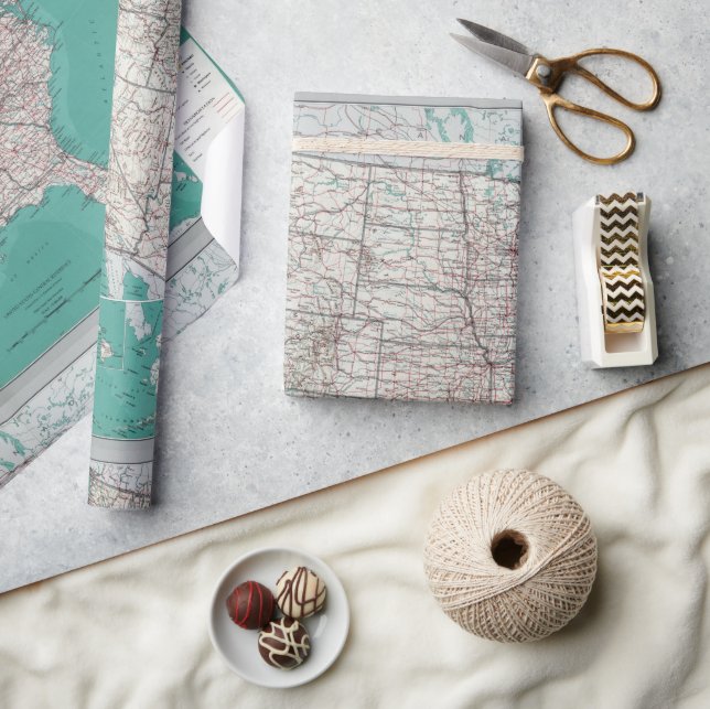 United States USA Road Map Decorative Roll Wrapping Paper (Crafts)