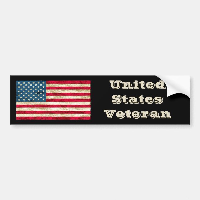 United States Veteran American Flag Bumper Sticker (Front)