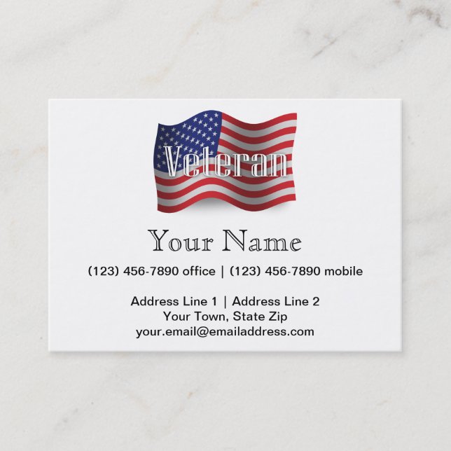 United States Veteran Waving Flag Business Card (Front)