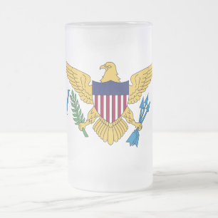 United States Virgin Islands Flag Frosted Glass Beer Mug