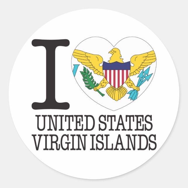 United States Virgin Islands Love v2 Classic Round Sticker (Front)