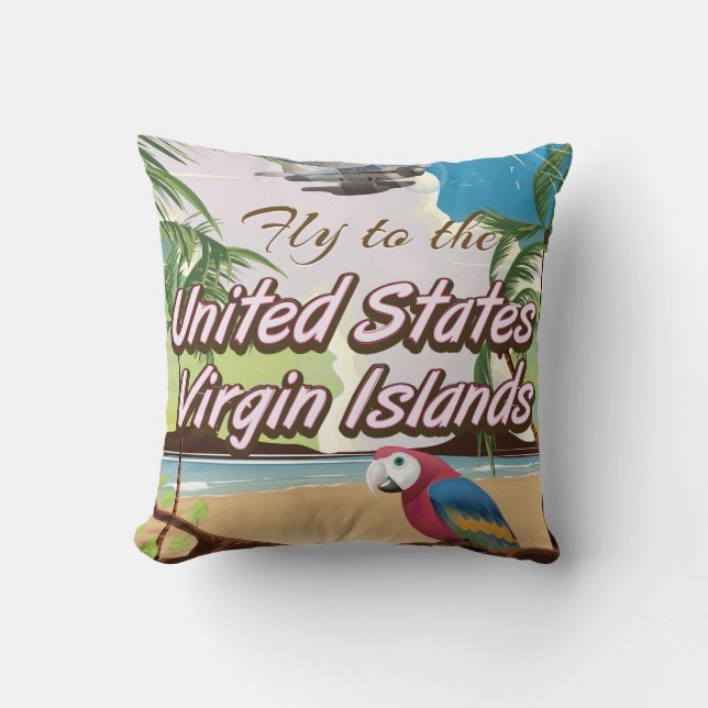 United States Virgin islands vintage travel poster Cushion (Front)