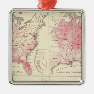 United States vitality maps Metal Tree Decoration