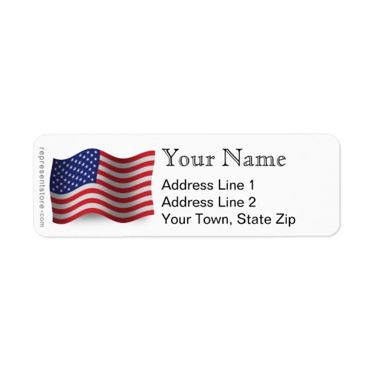 United States Waving Flag Return Address Label