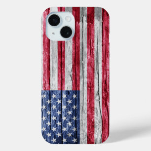United States wood flag iPhone 15 Case