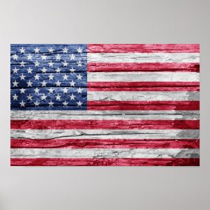 United States wood flag Poster