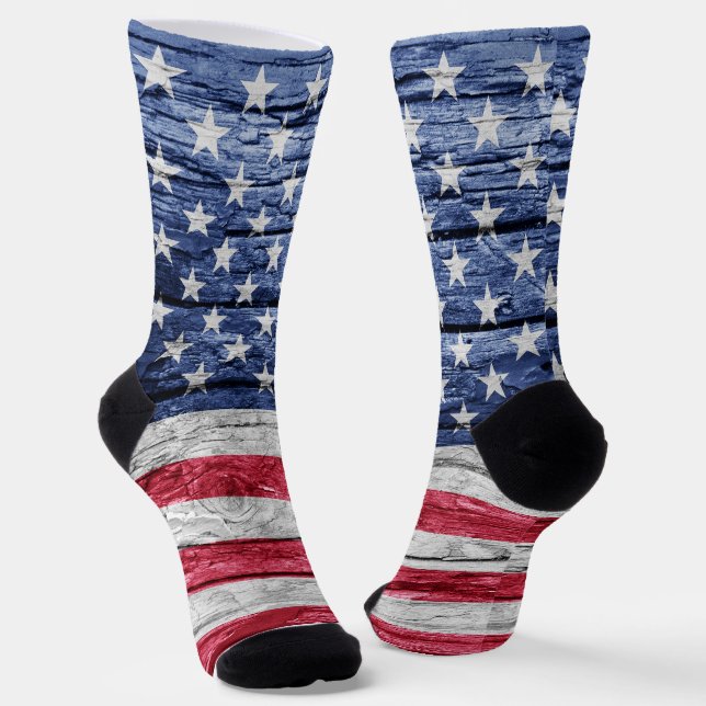United States wood flag Socks (Angled)