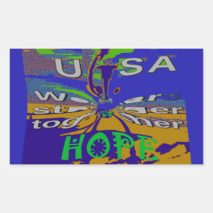 United USA Hope Stronger Together Rectangular Sticker