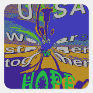 United USA Hope Stronger Together Square Sticker