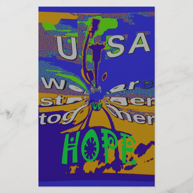 United USA Hope Stronger Together Stationery (Front)