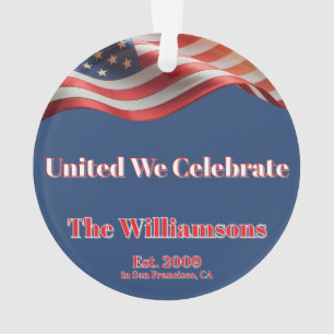 United We Celebrate • 1776–2026 Family Keepsake Ornament