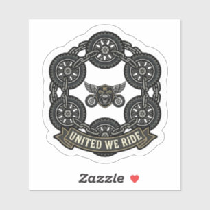 United We Ride Biker Motorcycle Tires Vinyl