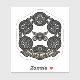United We Ride Biker Motorcycle Tires Vinyl