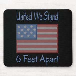 United We Stand 6 Feet Apart USA Flag Mouse Mat