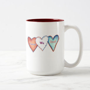 United We Stand Patriotic Hearts Two-Tone Coffee Mug