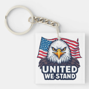 United We Stand Patriotic USA Design Key Ring