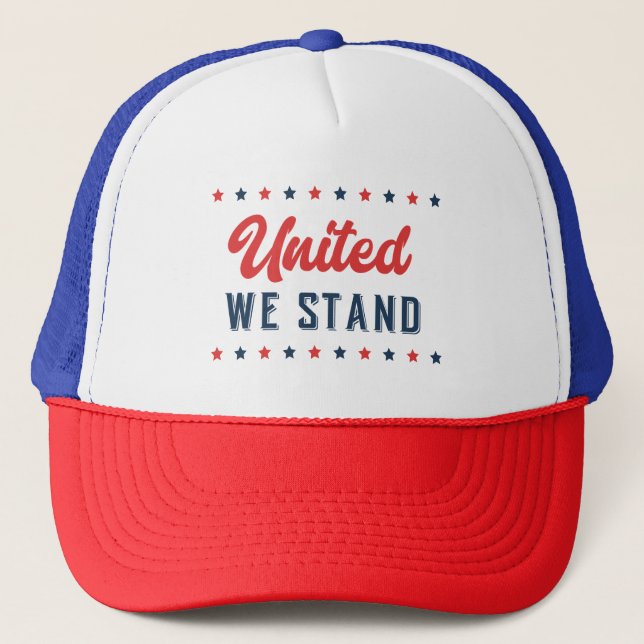 United We Stand Patriotic Word Art   Trucker Hat (Front)