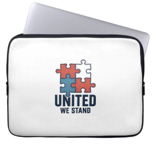 United We Stand Puzzle Piece Patriotic Shirt Desig Laptop Sleeve
