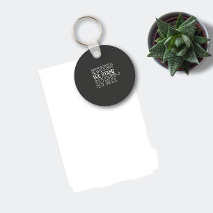 United we stand white encouragement word grey key ring