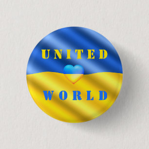 United World - Peace - Ukrainian Flag - Freedom 3 Cm Round Badge