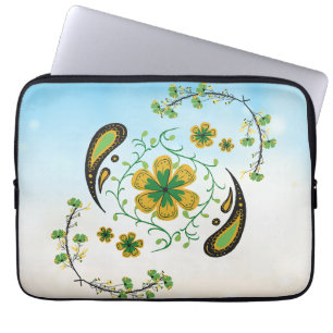 Unity Blossom – Peaceful Green‑Yellow Harmony Laptop Sleeve
