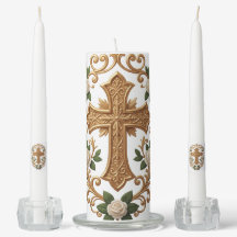 Unity Candle Sets with Golden cross