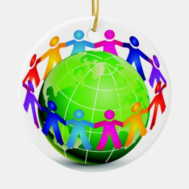 Unity - Children Around Globe - SRF Ceramic Tree Decoration (Front)