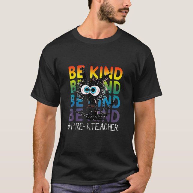Unity Day Black Cat Coffee Be Kind, Anti Bullying  T-Shirt (Front)