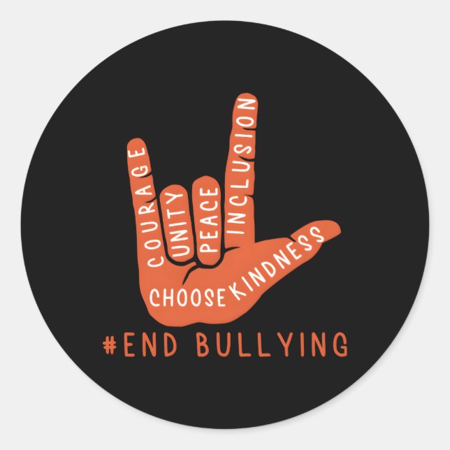 Unity Day Orange 2021 Anti Bullying Love Sign Lang Classic Round Sticker (Front)