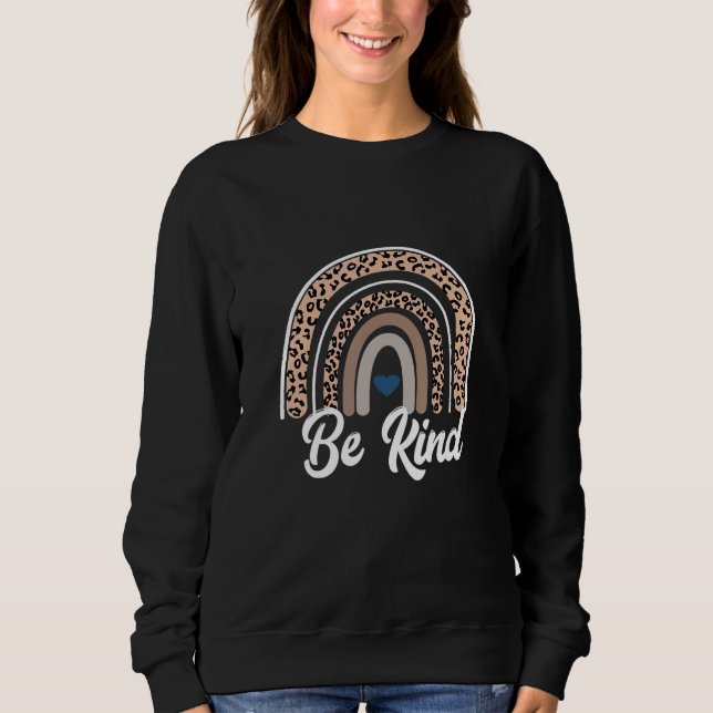 UNITY DAY Orange  Anti Bullying Leopard Raibow Be  Sweatshirt (Front)