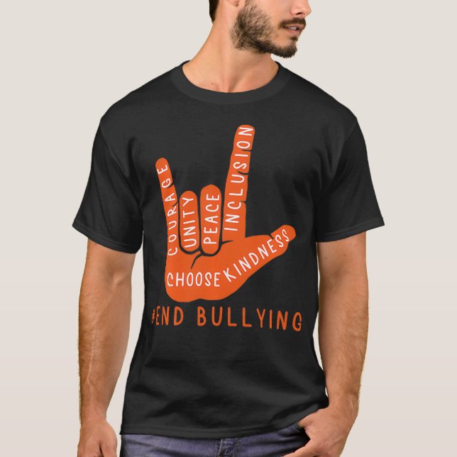 Unity Day Orange Kids 2021 Anti Bullying Love Sign T-Shirt (Front)