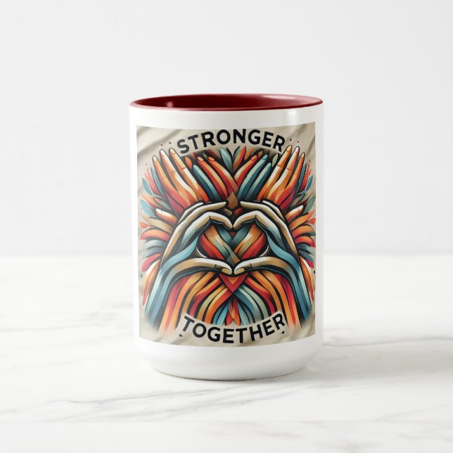 Unity Heart Colourful Hands Art Mug (Center)