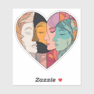 Unity Heart Diverse Faces Line Art Diversity