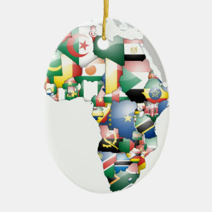 Unity in Diversity: Africa's Flags Collection Ceramic Tree Decoration