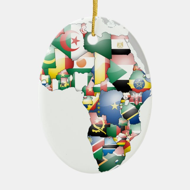 Unity in Diversity: Africa's Flags Collection Ceramic Tree Decoration (Front)