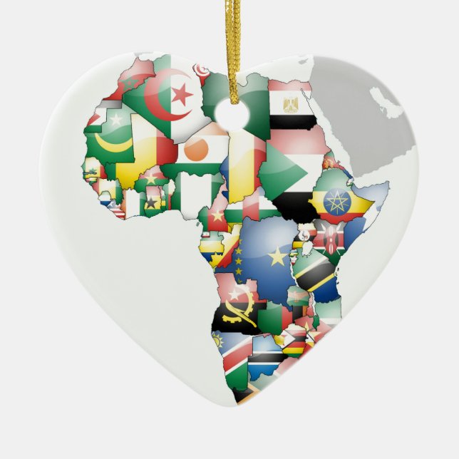 Unity in Diversity: Africa's Flags Collection Ceramic Tree Decoration (Front)