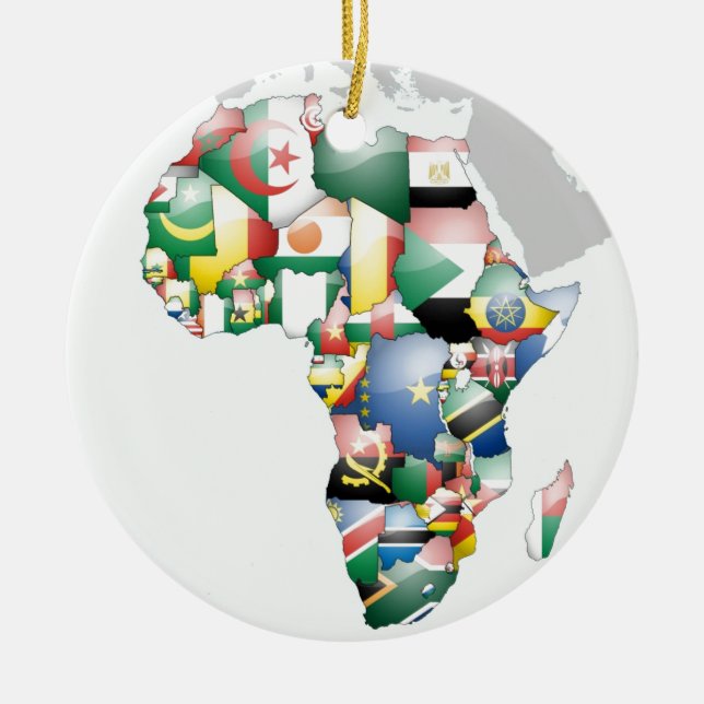 Unity in Diversity: Africa's Flags Collection Ceramic Tree Decoration (Front)