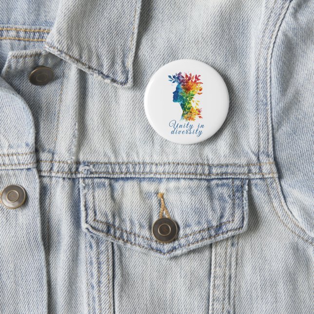 Unity In Diversity I Rainbow Coloured Illustration 6 Cm Round Badge (In Situ)