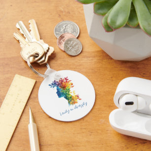 Unity In Diversity I Rainbow Coloured Illustration Key Ring