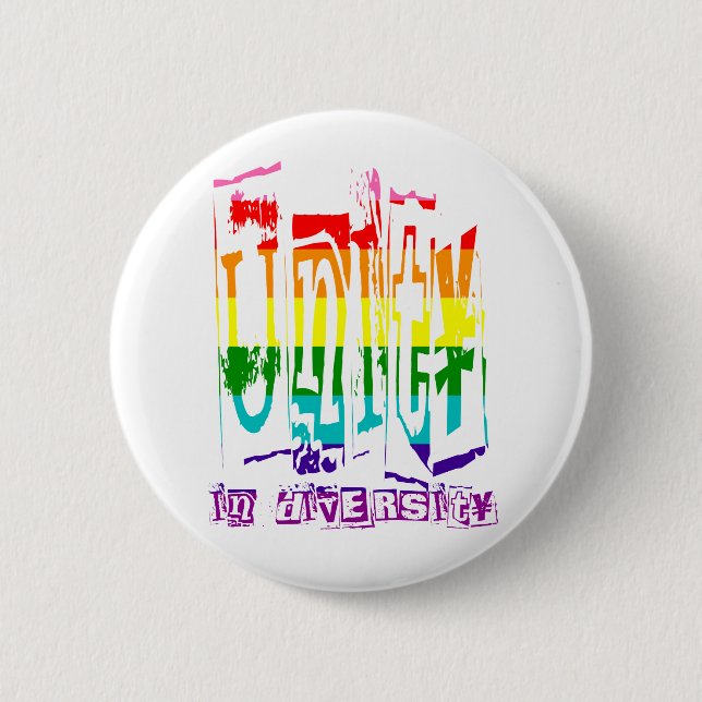 Unity in Diversity LGBT Rainbow Gay Pride 6 Cm Round Badge (Front)