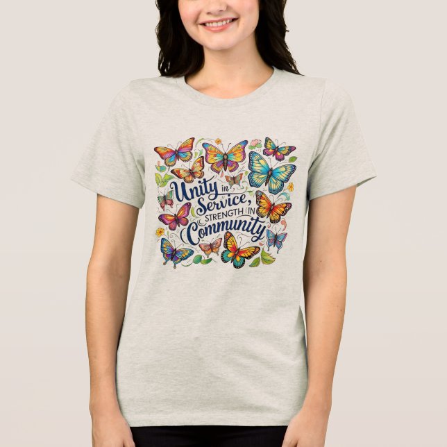 Unity in Service, Strength in Community – Hand-Dra Tri-Blend Shirt (Front)