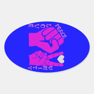 Unity,Love & Peace,Togetherness_ Oval Sticker