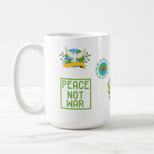 UNITY NO WAR, SIP OF PEACE White accent Coffee Mug