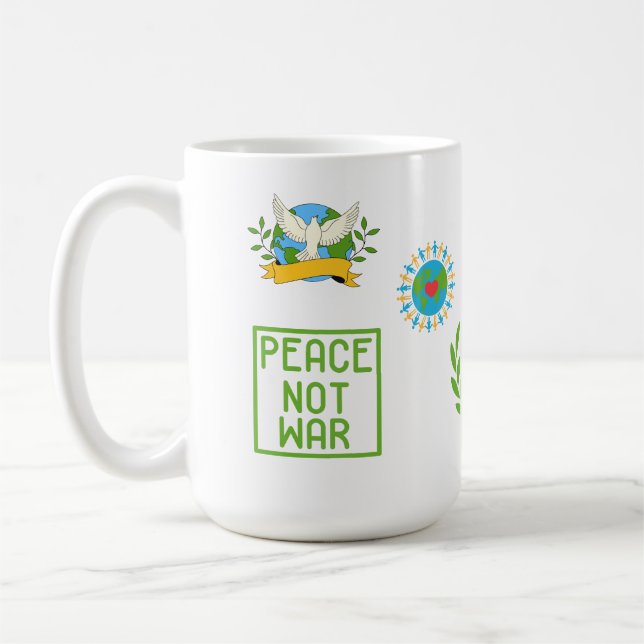 UNITY NO WAR WHITE ACCENT SIP OF PEACE   COFFEE MUG (Left)