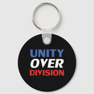 "Unity over Division" blue, red, black, white Key Ring