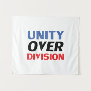 "Unity over Division" Blue Red White Black Tapestry