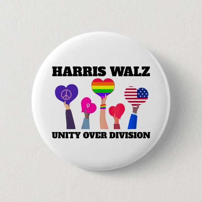 Unity Over Division Kamala Harris Tim Walz 6 Cm Round Badge (Front)
